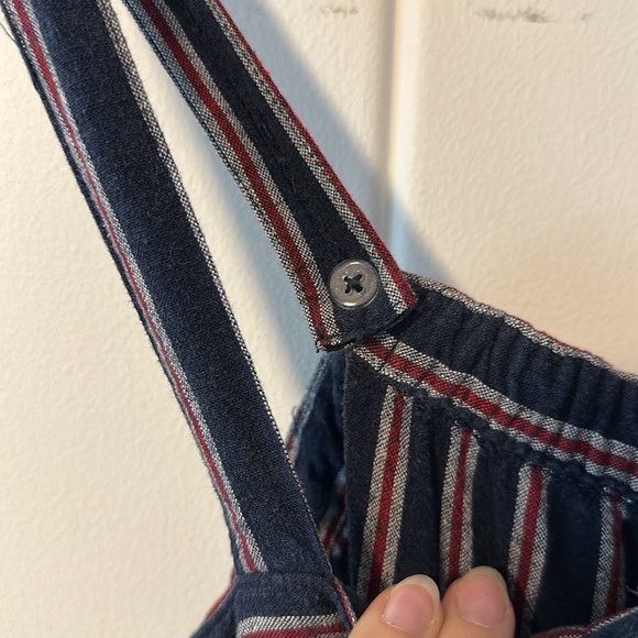 Striped Culotte Jumpsuit with Pockets - Picture 4 of 4